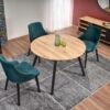 RUBEN bővíthető étkezőasztal, kerek artisan tölgy/fekete
