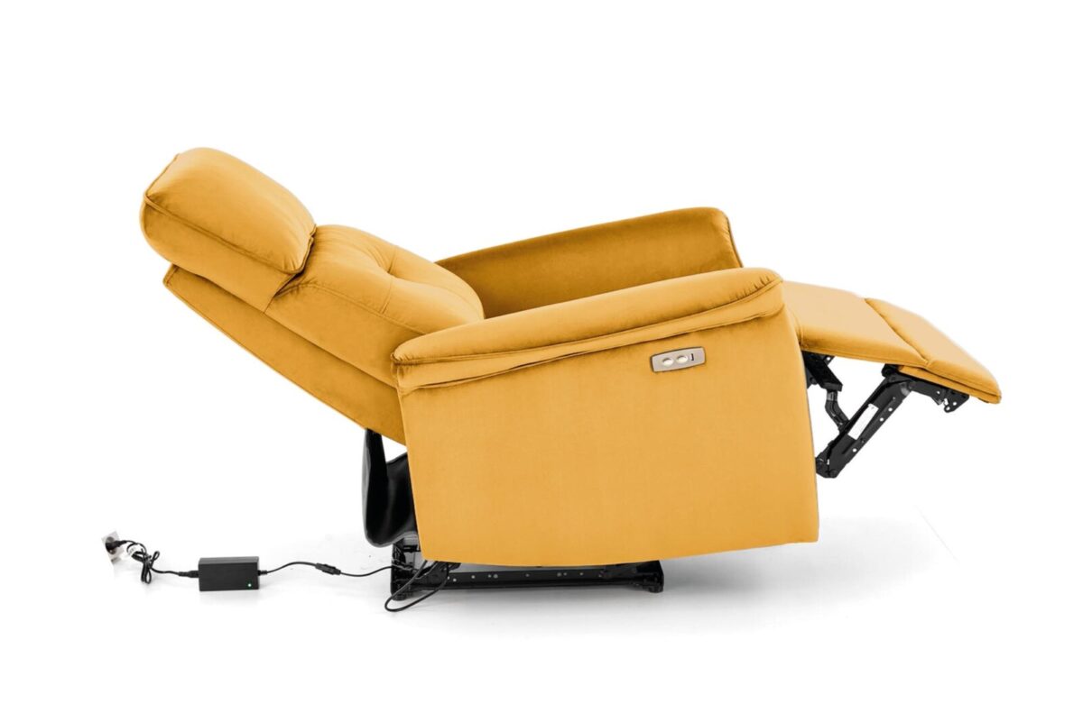 SEMIR elektromos relax fotel mustársárga